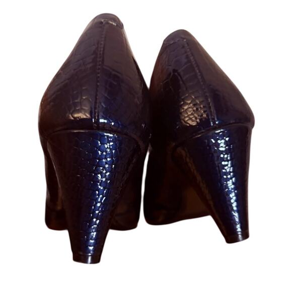 Bandolino Amoire Women Navy Snake Skin Open Toe Heel Shoe Size 7M - Picture 5 of 7